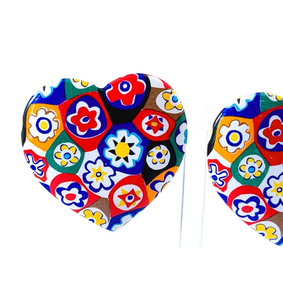Avon Heart-Shaped Porcelain Tapestry Clip-on Earr… - image 6