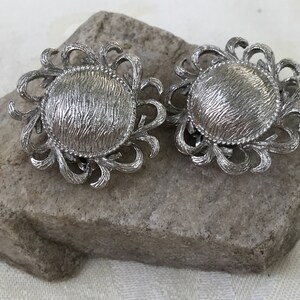Coro Silver-Tone Button Clip Earrings, Signed