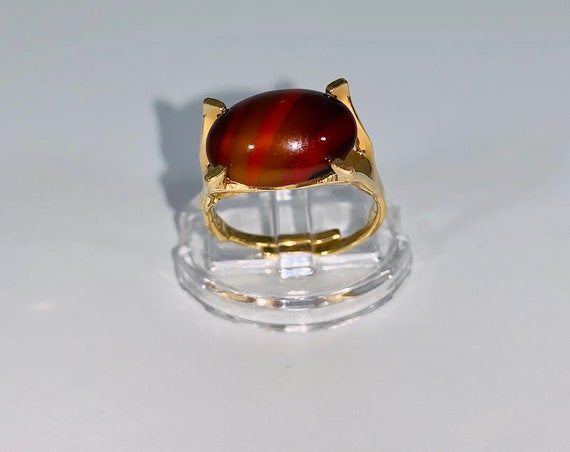Sarah Coventry Wood Nymph Ring, 1972 - Brown Oval… - image 3