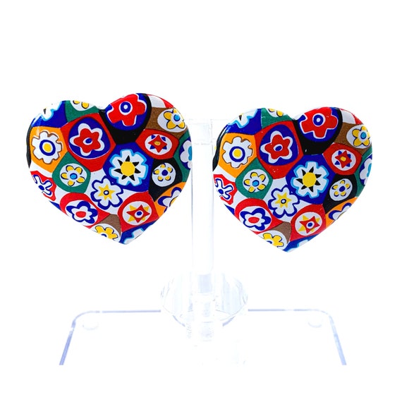 Avon Heart-Shaped Porcelain Tapestry Clip-on Earr… - image 5