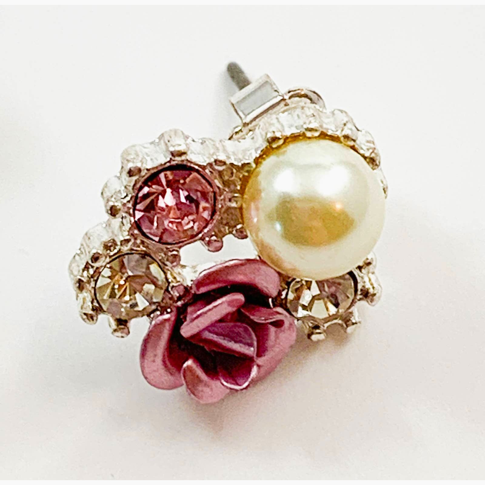 Collier Et Boucles D'oreilles Avon Perles Argentées & Roses - Neuf Sans Emballage, Parfait Cadeau