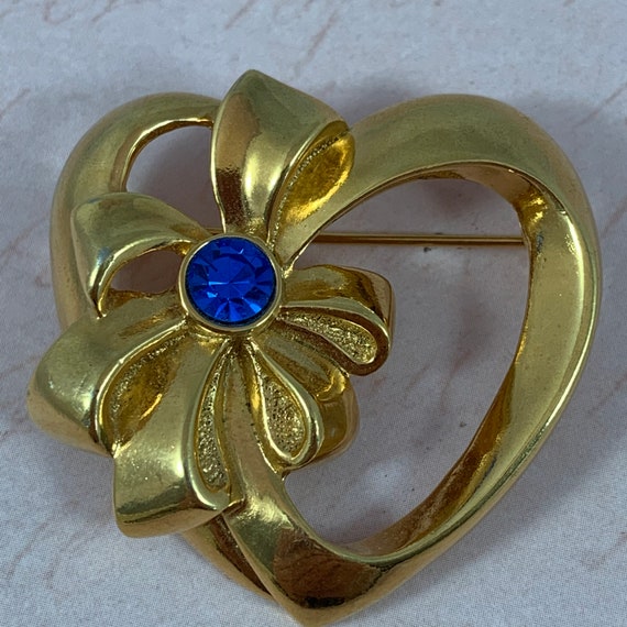 Avon Birthday Heart Pin/Brooch, September - Royal… - image 2