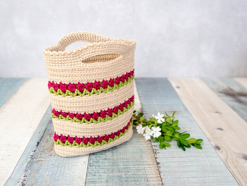 DE instructions tulip bag crochet, shopping net, sustainable shopping German image 1