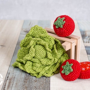 DE instructions lettuce and tomatoes gift, amigurumi, children, toys, Montessori, crochet, shop, bommelie German image 1