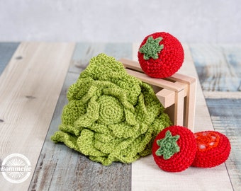 DE instructions - lettuce and tomatoes - gift, amigurumi, children, toys, Montessori, crochet, shop, bommelie (German)