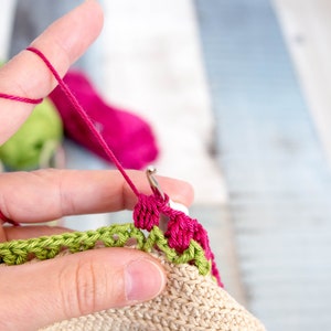 DE Anleitung Tulpen Tasche Häkeln, Einkaufsnetz, nachhaltig Einkaufen deutsch Bild 2