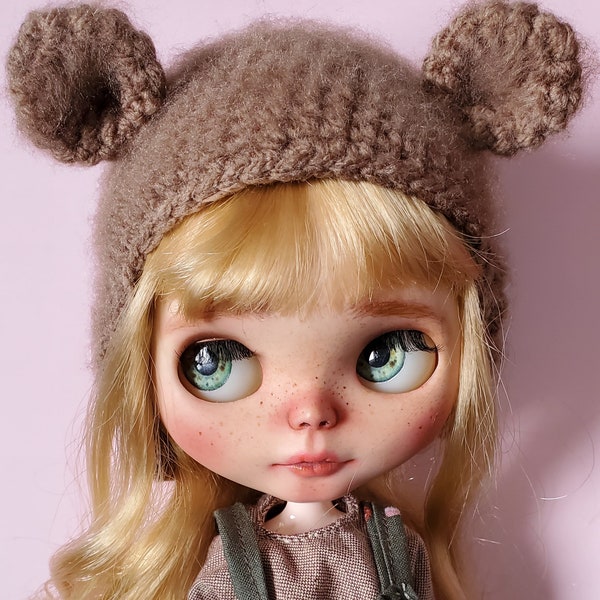 Blythe hat, blythe helmet, bear hat, blythe accessories, blythe bear hat