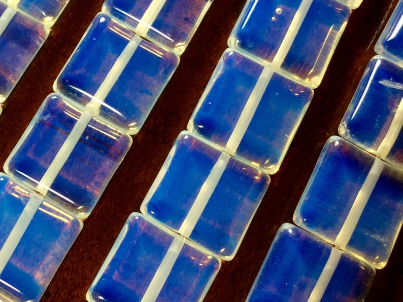 Opalite Square Bead. 12x12x4mm, 15.5 strand, 1mm hole, Beading, Jewelry Making. Sold per strand Or per Lot 15 pcs. image 3