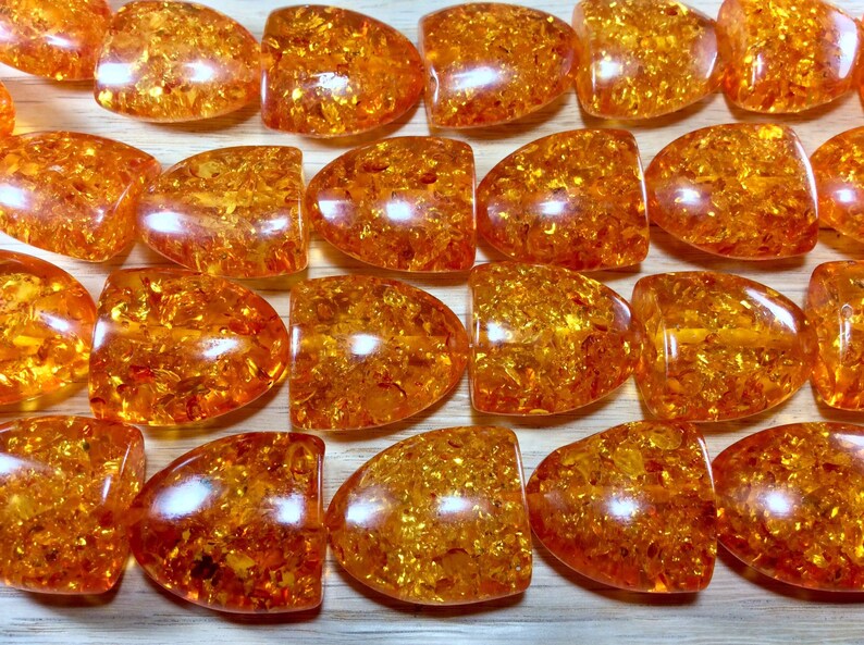 Amber Resin Chunky Bead imitation amber. Half Oval Shape. Etsy