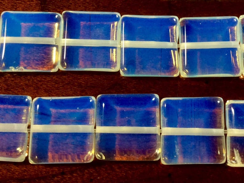 Opalite Square Bead. 12x12x4mm, 15.5 strand, 1mm hole, Beading, Jewelry Making. Sold per strand Or per Lot 15 pcs. image 10