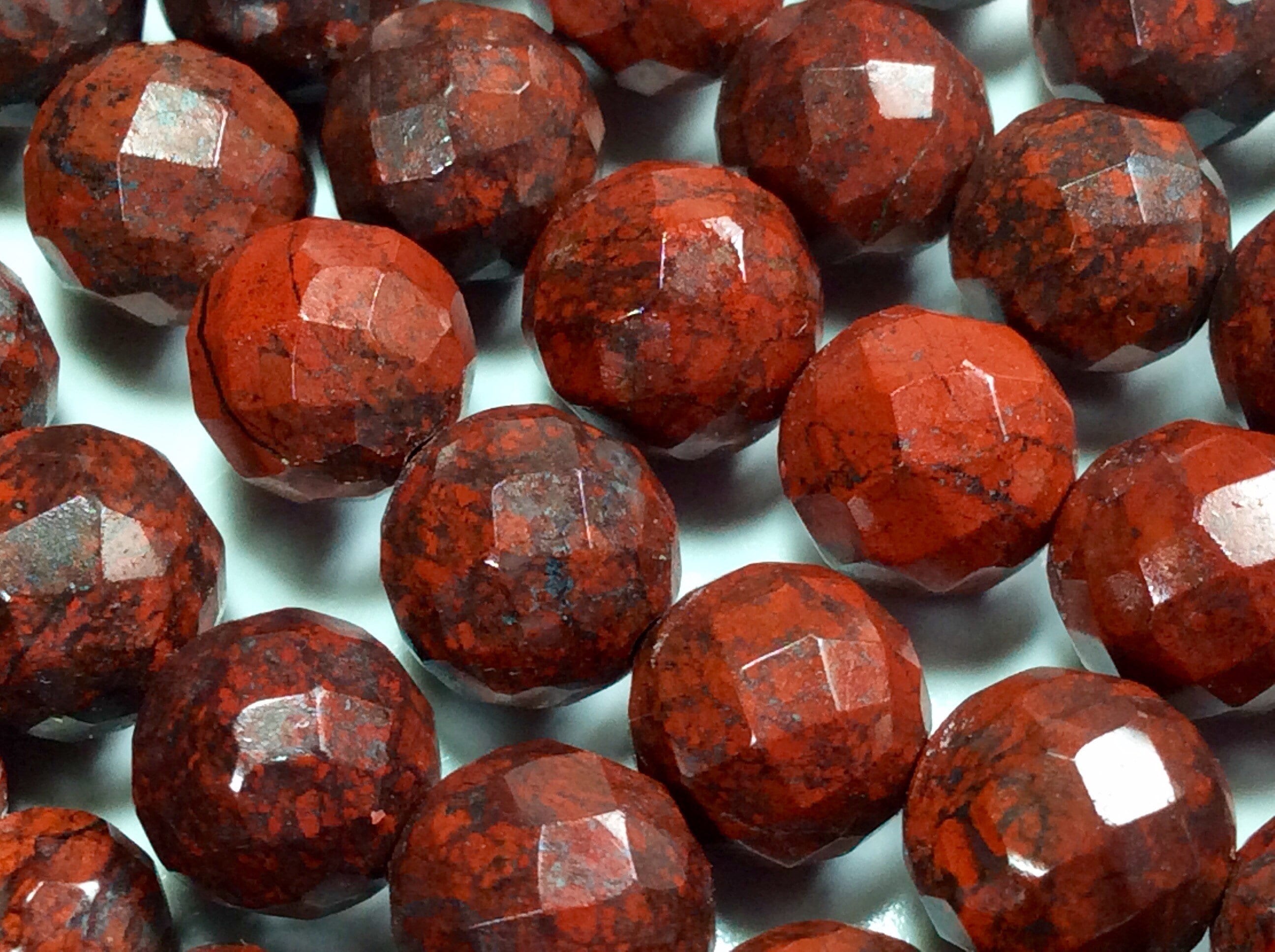 Natural Brecciated Jasper Poppy Jasper. Faceted Round Beads Etsy UK