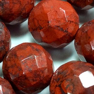 Natural Brecciated  Jasper, Poppy Jasper. Faceted Round Beads, 6mm or 8mm, 15" Strands , 1.5mm hole, Sold per Strand or Lot(20 pcs).