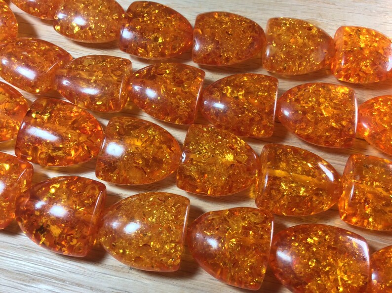Amber Resin Chunky Bead Imitation Amber. Half Oval Shape. Etsy