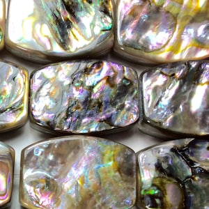 Abalone Shell Beads, natural  organic beads, Barrel Shape, Two Sizes : 10x12mm, 12x16mm. 1mm hole, Sold per Lot(4 Beads ).
