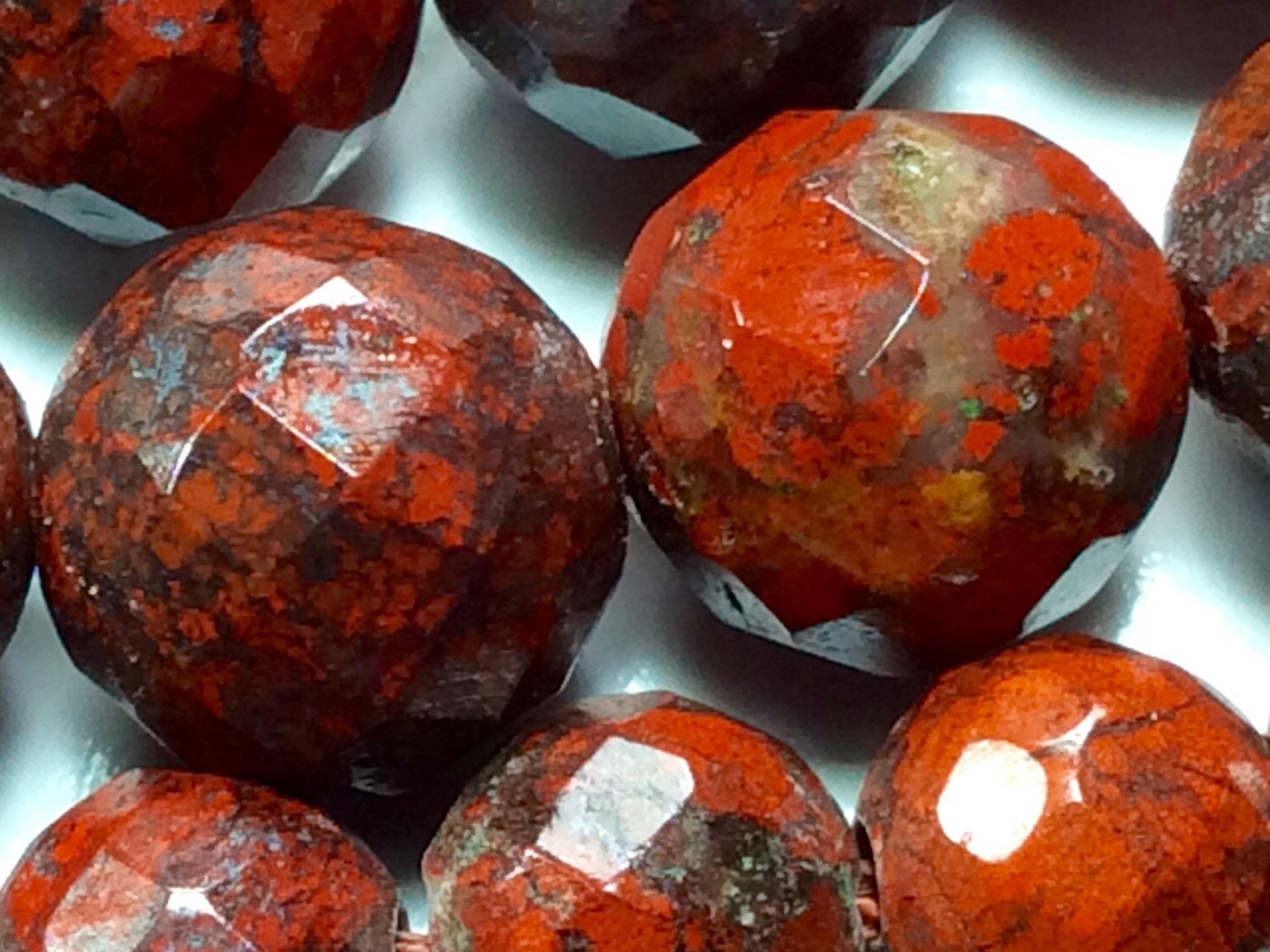 Natural Brecciated Jasper Poppy Jasper. Faceted Round Beads Etsy UK