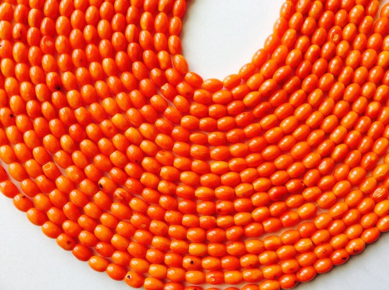 Red Coral Beads an Organic Bead. 5x8mm Barrel Three Color Etsy