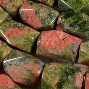 Unakite Gemstones , Faceted Nugget bead. Approx 8x12mm, 1mm hole, beading, jewelry  making, Sold per Lot ( 10 pcs)