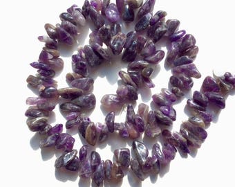 Amethyst Quartz, Natural Gemstone, Hawaiian Free Forms Bead, 7x15mm to 12x28mm, 15mm strand, 1mm hole, Sold per Strand Or per Lot(15 pcs).