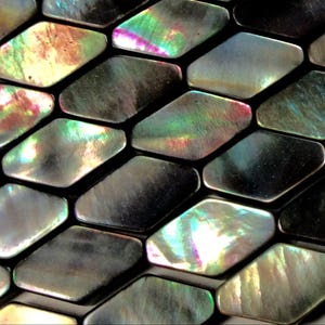 Mother-of-Pearl, Black Lip Shell Beads, organic beads , 8x12mm Rhombus. 1mm hole, Sold Per Lot (10 beads).