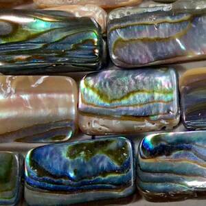 Abalone Shell Beads, an organic bead. Rectangle, 7x9mm-10x13mm, 1mm hole, Sold per Lot (10pcs).