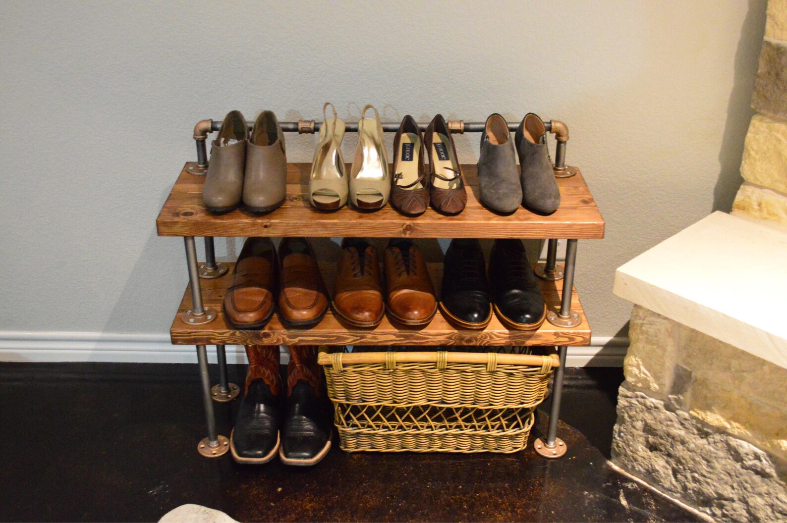 Industrial pipe shoe rack / shelf Etsy