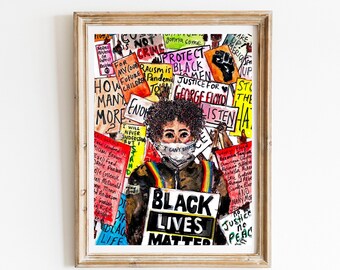 Black Lives Matter Art Print,  digital prints, blm, art print, equality, black art, protest, art, wall decor, activist, black girl magic