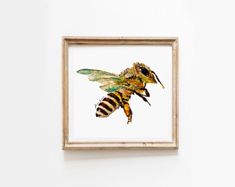 Bee Art Print, art & collectibles, prints, digital prints, bee print, bee,wall art, home decor, bee,decor, bumble bee, giclée, bee art print