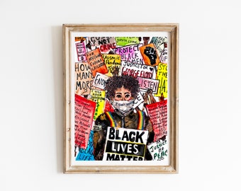 Black Lives Matter Digital File,  digital prints, blm, art print, equality, black art, protest, art, wall decor, activist, black girl magic