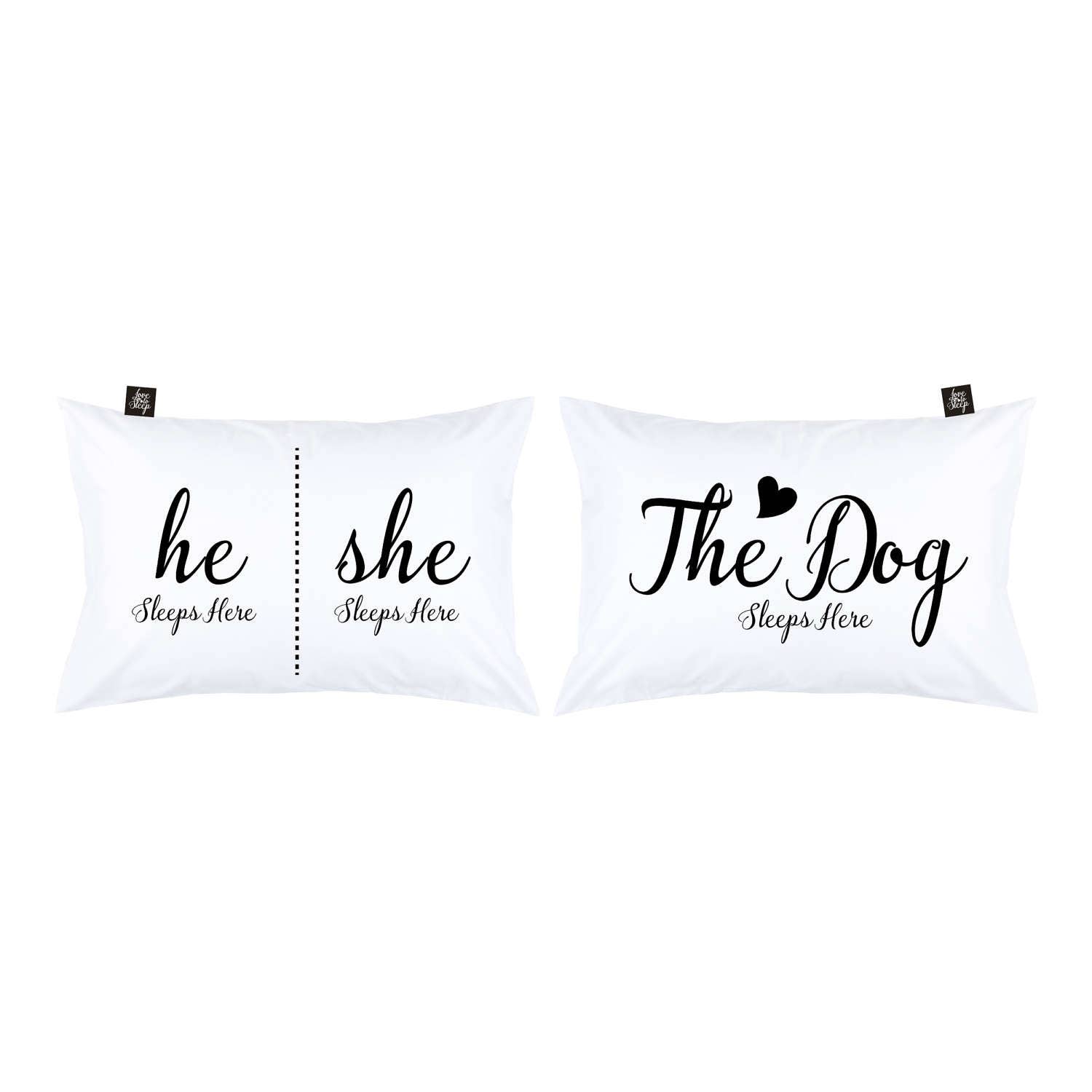 He She sleeps here The Do Dog sleeps here Pillow Cases Etsy