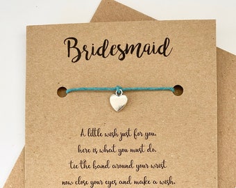 BRIDESMAID WISH BRACELET, Bridesmaid Wish Card, Bridesmaid Wish Card, Bridesmaid Wish Birthday Gift, Bridesmaid Wish Band, Bridesmaid Wish