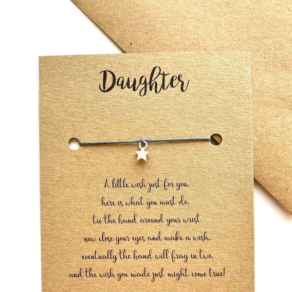 DAUGHTER WISH BRACELET, Daughter Card, Daughter Birthday Card, Daughter Birthday Gift, Daughter Wish Band, Daughter Wish String