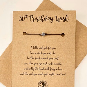 30TH BIRTHDAY WISH BRACELET, 30th Birthday Card, 30th Birthday Gift, Birthday card, 30th Wish Band, 30th Wish String.