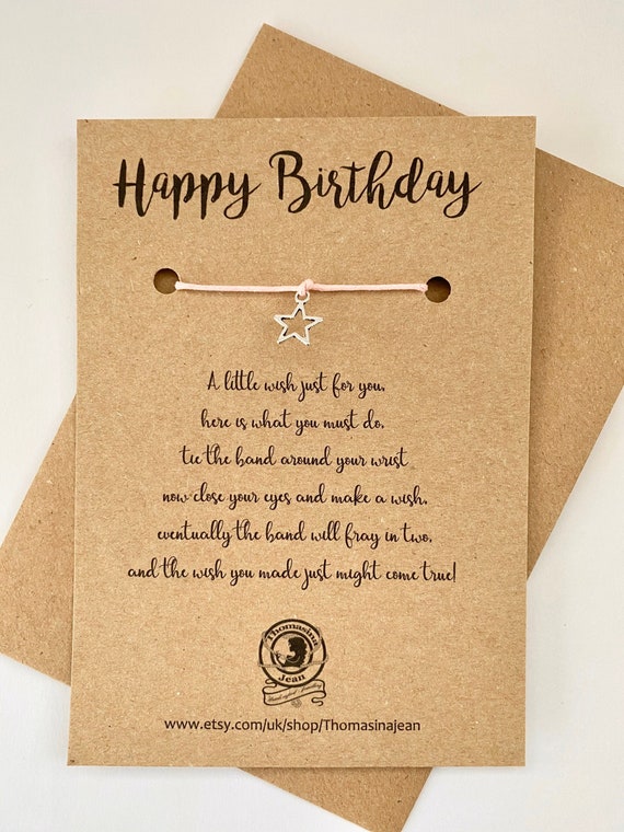 HAPPY BIRTHDAY WISHBRACELET, Birthday Card, Birthday Gift, Wish Jewellery,  Wish Band, Wish String, Wish Jewellery,