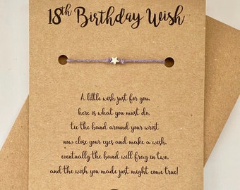 18TH BIRTHDAY WISH BRACELET, 18th Birthday Card, 18th Birthday Card, 18th wish band, 18th Wish string, Birthday Jewellery, Wish band