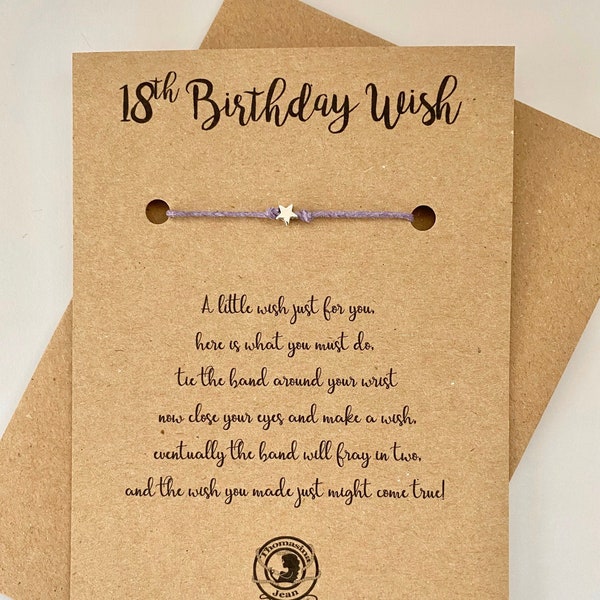 18TH BIRTHDAY WISH BRACELET, 18th Birthday Card, 18th Birthday Card, 18th wish band, 18th Wish string, Birthday Jewellery, Wish band