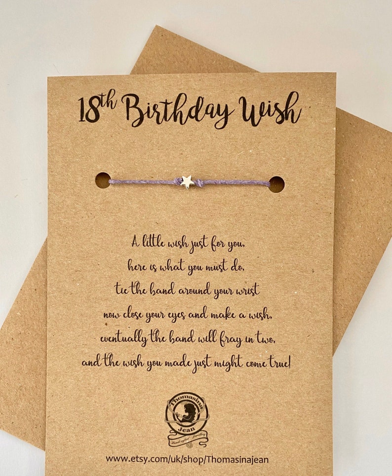 18TH BIRTHDAY WISH BRACELET, 18th Birthday Card, 18th Birthday Card, 18th wish band, 18th Wish string, Birthday Jewellery, Wish band image 1