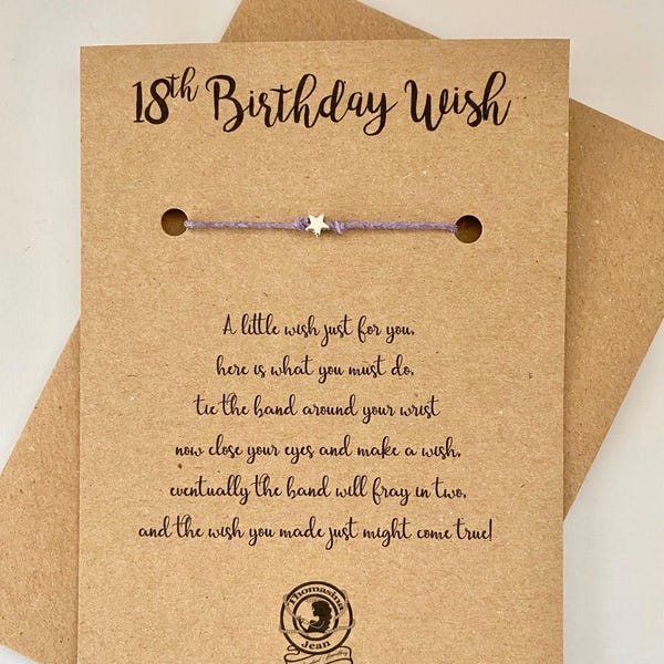 18TH BIRTHDAY WISH BRACELET, 18th Birthday Card, 18th Birthday Card, 18th wish band, 18th Wish string, Birthday Jewellery, Wish band