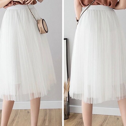 White MIDI SKIRT tulle tutu knee length short medium calf size 00 0 2 4 6 8 women’s women sz