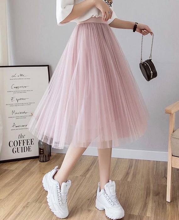 pink tutu midi skirt