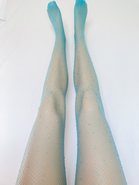 TURQUOISE Crystal Tights Rhinestone Showgirl Elsa Winter Ice Blue Green  Dyed Embellished Sexy Fishnet Fishnets Stockings -  Canada