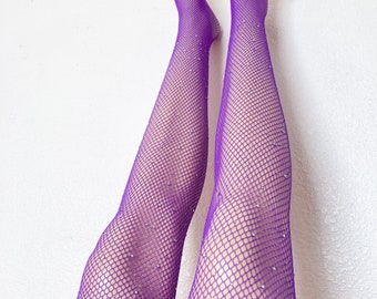 purple fishnet socks