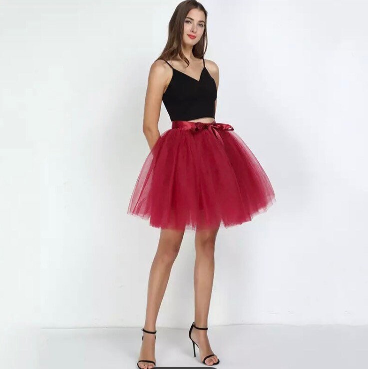 red midi tutu skirt
