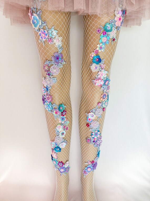 EMBELLISHED Titania Tights Stockings Fishnets 