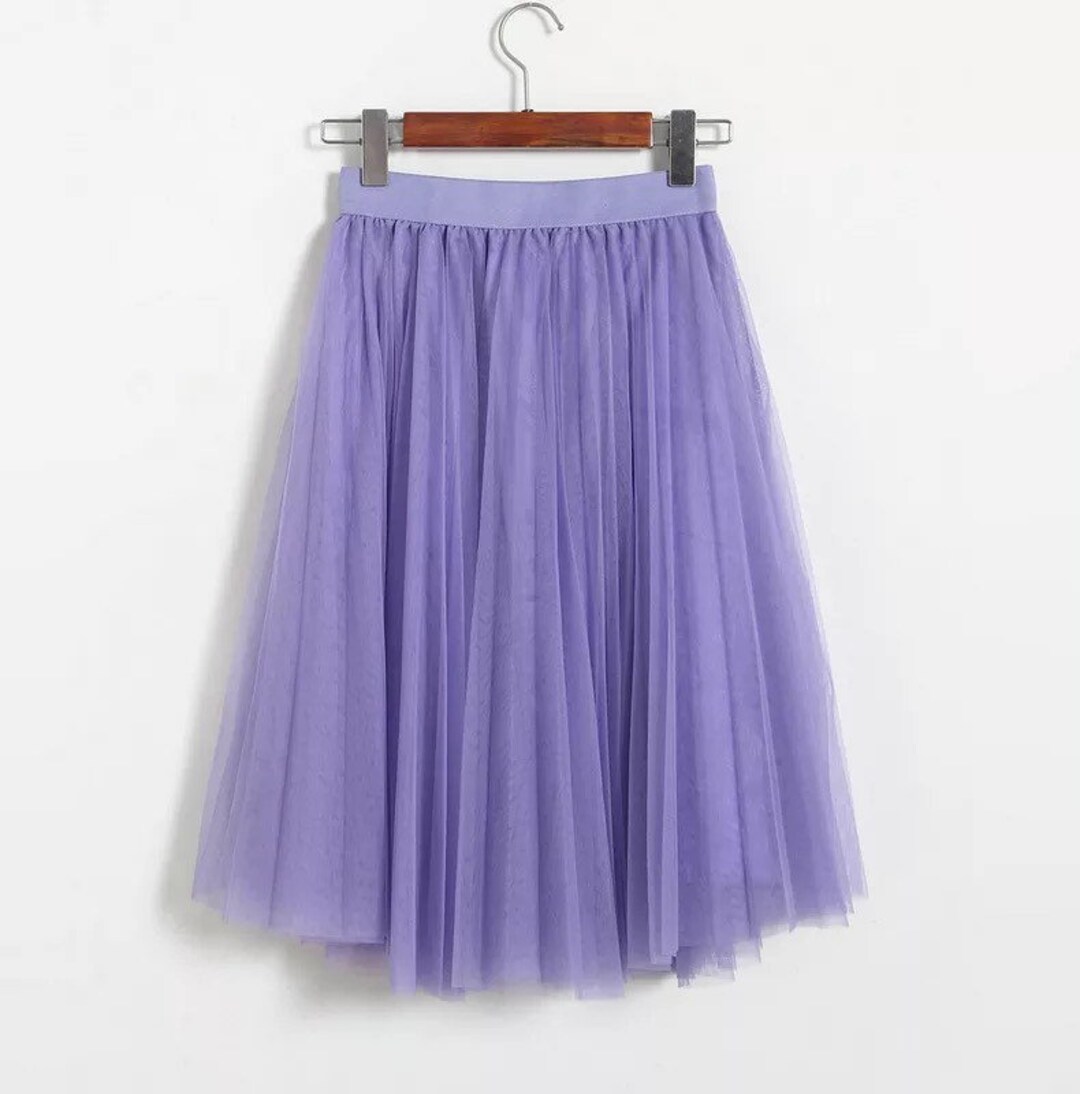 Purple Mesh TULLE Tutu Skirt Long Knee Length Layers Soft Slim - Etsy