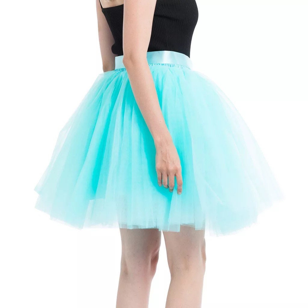 Tutu TULLE Blue Fluffy Puffy Skirt Knee Length Short | Etsy