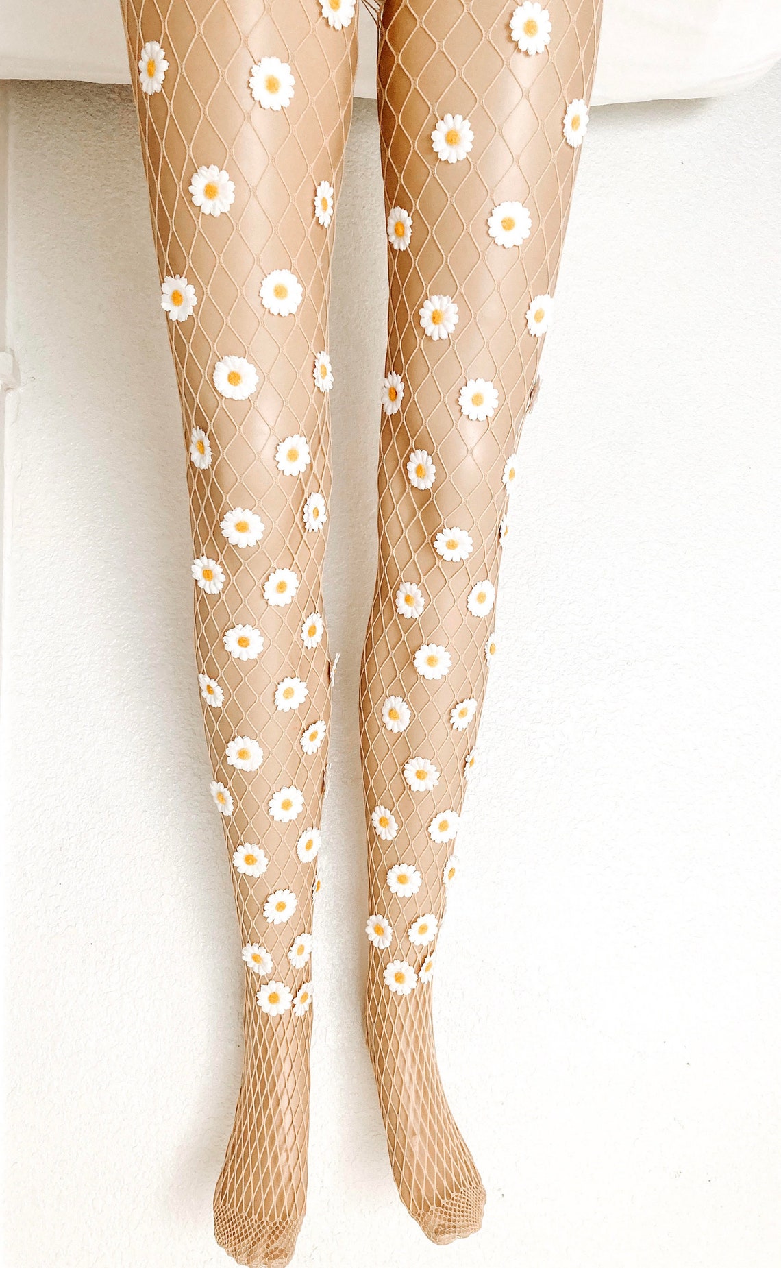 DAISY TIGHTS white and khaki nude flesh toned beige Etsy