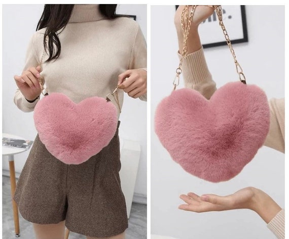 fluffy heart purse