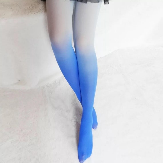 Blue OMBRE Tights Gradient White to Navy Stockings Etsy