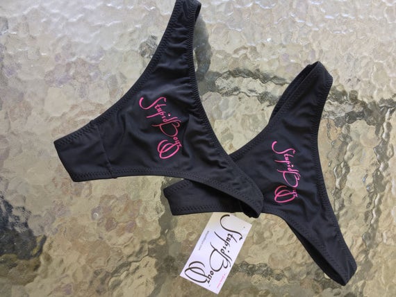 Thong Black With Pink Stupidboyz Centered Design Soft Etsy