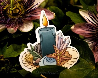 Vela con conchas marinas: vinilo adhesivo resistente al agua